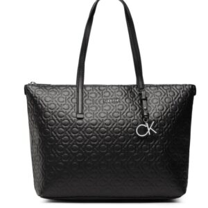 CALVIN KLEIN JEANS – Borsa Donna Ck Must Shopper Mid Embossed Mono Nero