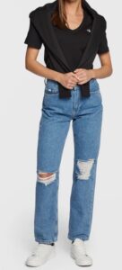 CALVIN KLEIN JEANS – T-Shirt Donna Slim Fit Scollo a V Nero