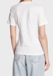 CALVIN KLEIN JEANS – T-Shirt Donna Slim Fit Scollo a V Bianco