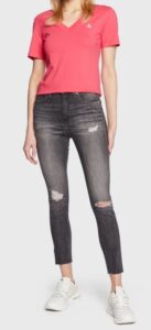 CALVIN KLEIN JEANS – T-Shirt Donna Slim Fit Scollo a V Rosa