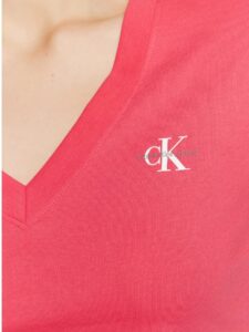 CALVIN KLEIN JEANS – T-Shirt Donna Slim Fit Scollo a V Rosa