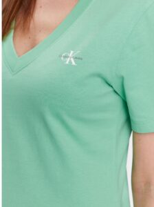 CALVIN KLEIN JEANS – T-Shirt Donna Slim Fit Scollo a V Verde