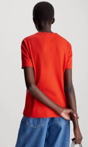 CALVIN KLEIN JEANS – T-Shirt Donna in Cotone con Stemma Rosso