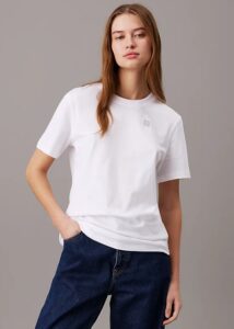 CALVIN KLEIN JEANS – T-Shirt Donna in Cotone con Stemma Bianco