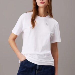 CALVIN KLEIN JEANS – T-Shirt Donna in Cotone con Stemma Bianco