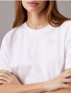 CALVIN KLEIN JEANS – T-Shirt Donna in Cotone con Stemma Bianco