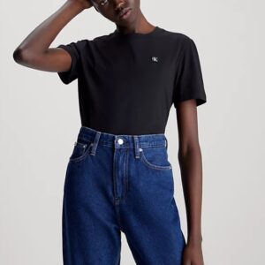 CALVIN KLEIN JEANS – T-Shirt Donna in Cotone con Stemma Nero