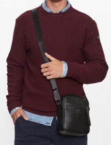 ARMANI EXCHANGE – Borsa a Tracolla Uomo in Pelle Sintetica Logata Nero