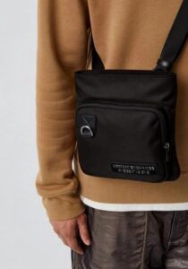 ARMANI EXCHANGE – Borsa a Tracolla Uomo in Pelle Sustainability Values Nero