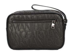 ARMANI EXCHANGE – Pochette Beauty Uomo con Logo Lettering in Rilievo All Over Nero