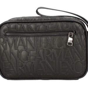 ARMANI EXCHANGE – Pochette Beauty Uomo con Logo Lettering in Rilievo All Over Nero