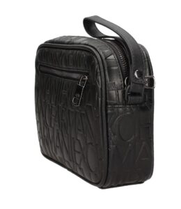 ARMANI EXCHANGE – Pochette Beauty Uomo con Logo Lettering in Rilievo All Over Nero