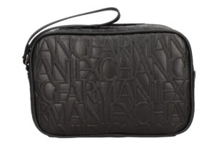 ARMANI EXCHANGE – Pochette Beauty Uomo con Logo Lettering in Rilievo All Over Nero