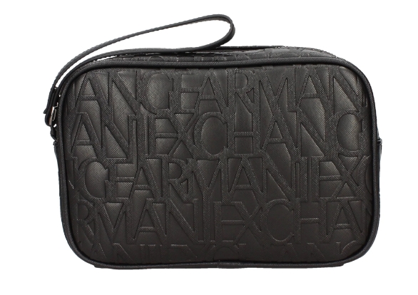 ARMANI EXCHANGE – Pochette Beauty Uomo con Logo Lettering in Rilievo All Over Nero