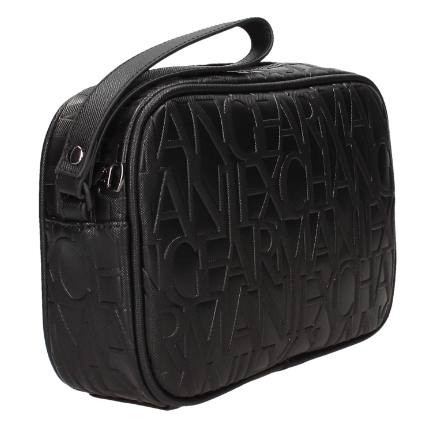 ARMANI EXCHANGE – Pochette Beauty Uomo con Logo Lettering in Rilievo All Over Nero
