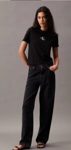 CALVIN KLEIN JEANS – T-Shirt Donna Corta Monogram Nero