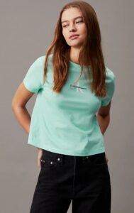 CALVIN KLEIN JEANS – T-Shirt Donna Corta Monogram Blue Tint
