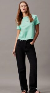 CALVIN KLEIN JEANS – T-Shirt Donna Corta Monogram Blue Tint