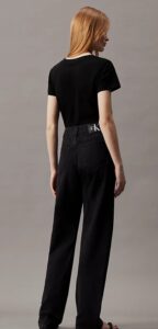 CALVIN KLEIN JEANS – T-Shirt Donna con Monogramma Slim Nero