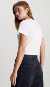 CALVIN KLEIN JEANS – T-Shirt Donna con Monogramma Slim Bianco