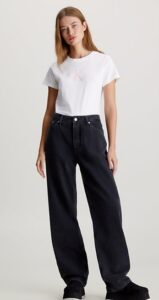 CALVIN KLEIN JEANS – T-Shirt Donna con Monogramma Slim Bianco