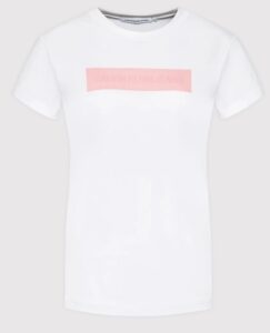 CALVIN KLEIN JEANS – T-Shirt Donna Hero Logo Tee Bianco/Rosa Soft