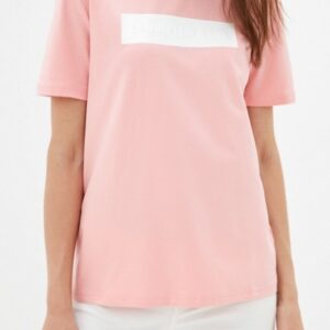 CALVIN KLEIN JEANS – T-Shirt Donna Hero Logo Tee Rosa Soft/Bianco