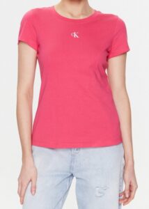 CALVIN KLEIN JEANS – T-Shirt Donna Slim Fit a Girocollo Rosa