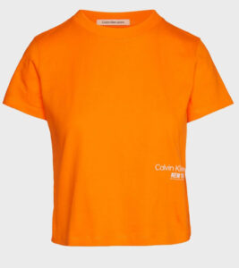 CALVIN KLEIN JEANS – T-Shirt Donna Corta Logo Baby Tee Arancio