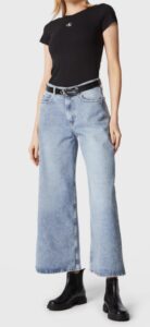 CALVIN KLEIN JEANS – T-Shirt Donna Slim Fit a Girocollo Nero