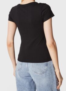 CALVIN KLEIN JEANS – T-Shirt Donna Slim Fit a Girocollo Nero