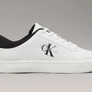 CALVIN KLEIN JEANS – Sneaker Uomo Classic Cupsole Low Laceup in Pelle Bianco/Nero