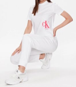 CALVIN KLEIN JEANS – T-Shirt Donna Regular con Logo Sfumato Bianco