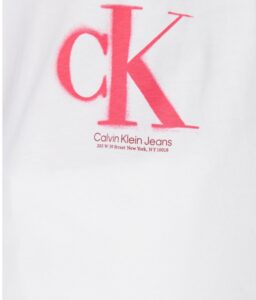 CALVIN KLEIN JEANS – T-Shirt Donna Regular con Logo Sfumato Bianco