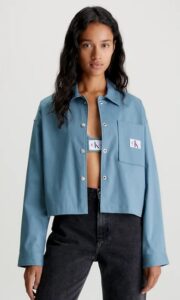 CALVIN KLEIN JEANS – Giacca Donna Camicia di Cotone Taglio Relaxed Blu Goblin
