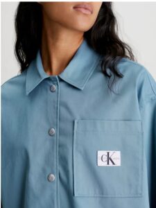 CALVIN KLEIN JEANS – Giacca Donna Camicia di Cotone Taglio Relaxed Blu Goblin