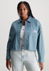 CALVIN KLEIN JEANS – Giacca Donna Camicia di Cotone Taglio Relaxed Blu Goblin