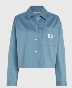 CALVIN KLEIN JEANS – Giacca Donna Camicia di Cotone Taglio Relaxed Blu Goblin