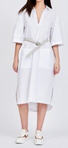 ARMANI EXCHANGE – Vestito Donna in Popeline con Spacchi Laterali sul Fondo Bianco