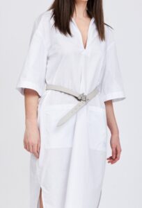 ARMANI EXCHANGE – Vestito Donna in Popeline con Spacchi Laterali sul Fondo Bianco