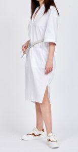 ARMANI EXCHANGE – Vestito Donna in Popeline con Spacchi Laterali sul Fondo Bianco