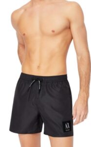 ARMANI EXCHANGE – Costume Uomo Pantaloncini da Bagno Applicazione Logo su Sfondo Black Nero