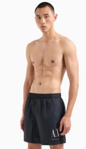 ARMANI EXCHANGE – Costume Uomo Boxer da Mare in Tessuto con Logo Nero