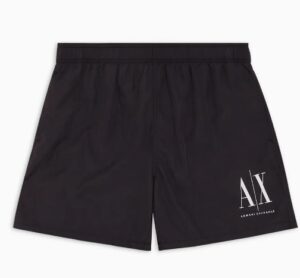 ARMANI EXCHANGE – Costume Uomo Boxer da Mare in Tessuto con Logo Nero