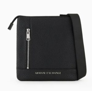 ARMANI EXCHANGE – Crossbody Bag Uomo/Donna Piatta con Tasca Esterna Nero