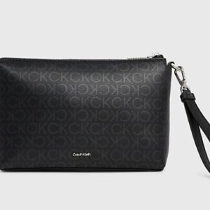 CALVIN KLEIN – Astuccio Unisex da Bagno con Logo Monogram All-Over Nero