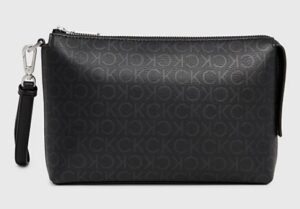 CALVIN KLEIN – Astuccio Unisex da Bagno con Logo Monogram All-Over Nero