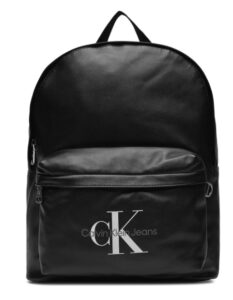 CALVIN KLEIN JEANS – Zaino Uomo Monogram Soft Campus Bp40 Logo Bianco – Nero