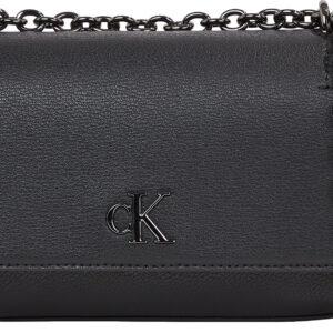 CALVIN KLEIN JEANS – Borsa Donna da Spalla Minimal Flap21 Nero/Shiny Gunmetal