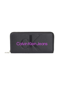 CALVIN KLEIN JEANS – Portafoglio Donna con Zip Integrale e Logo Nero Fashion Violet
